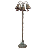 61"H Stained Glass Ruby/ AmberPond Lily Floor Lamp