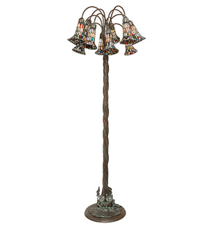 61"H Stained Glass Pond Lily 12 Lt Floor Lamp