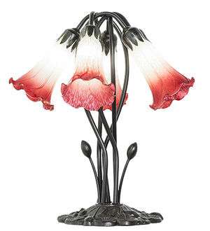 16"H Pink/White Tiffany Pond Lily 5 Lt Table Lamp