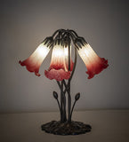 16"H Red/Seafoam Tiffany Pond Lily 5 Lt Table Lamp