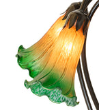 16"H Amber/Green Tiffany Pond Lily 5 Lt Table Lamp