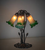 16"H Amber/Green Tiffany Pond Lily 5 Lt Table Lamp