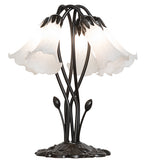 16"H White Tiffany Pond Lily 5 Lt Table Lamp