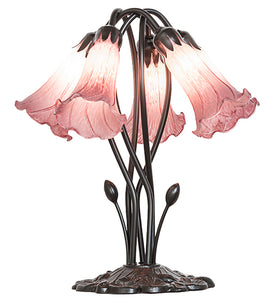 16"H Lavender Tiffany Pond Lily 5 Lt Table Lamp
