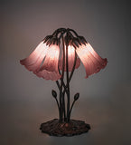 16"H Lavender Tiffany Pond Lily 5 Lt Table Lamp