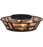22"W Quiet Pond Rustic Lodge Flush Mount
