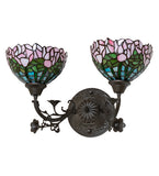 19"W Tiffany Cabbage Rose 2 Lt Wall Sconce