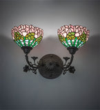 19"W Tiffany Cabbage Rose 2 Lt Wall Sconce
