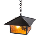 13"Sq Seneca Winter Pine Outdoor Pendant