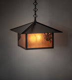 13"Sq Seneca Winter Pine Outdoor Pendant