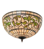 20"W Tiffany Turning Leaf Semi-Flush Mount