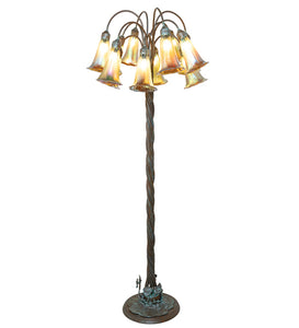 61"H Amber Tiffany Pond Lily 12 Lt Floor Lamp