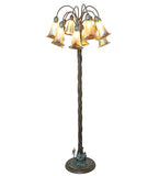 61"H Amber Tiffany Pond Lily 12 Lt Floor Lamp