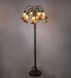 61"H Amber Tiffany Pond Lily 12 Lt Floor Lamp