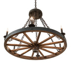 38"W Wagon Wheel 6 Lt Chandelier