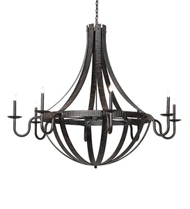 60"W Barrel Stave Metallo 8 Lt Chandelier