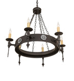 34"W Warwick 6 Lt Chandelier