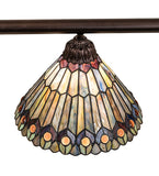 52"L Tiffany Jeweled Peacock 3 Lt Island Pendant
