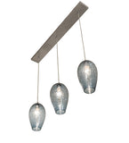 44"L Crackle Orb Mouth Blown 3 Lt Island Pendant