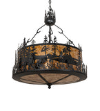 26"W Bass and Fisherman Inverted Pendant