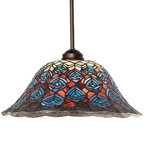 16"W Tiffany Peacock Feather Pendant