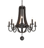 36"W Barrel Stave Madera 8 Lt Chandelier