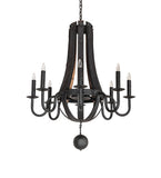 36"W Barrel Stave Madera 8 Lt Chandelier