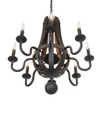 36"W Barrel Stave Madera 8 Lt Chandelier