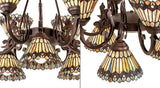 33"W Tiffany Jeweled Peacock 9 Lt Chandelier