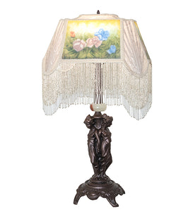 28"H Reverse Painted Roses Table Lamp