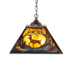 16"Sq Deer at Dawn Pendant