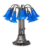 24"H Blue Tiffany Pond Lily 12 Lt Table Lamp