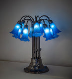 24"H Blue Tiffany Pond Lily 12 Lt Table Lamp