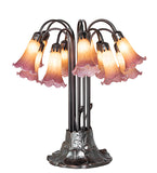 24"H Amber/Purple Tiffany Pond Lily 12 Lt Table Lamp