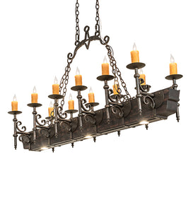 60"L Tudor 12 Lt Oblong Chandelier