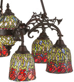 28"W Red Rosebud 6 Arm Chandelier