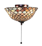 12"W Tiffany Fishscale Fan Light Fixture