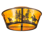22"W Cowboy & Steer Flush Mount