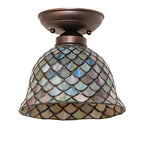8"W Tiffany Fishscale Flushmount