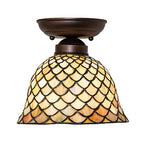 8"W Tiffany Fishscale Flush Mount