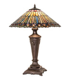 23"H Tiffany Jeweled Peacock Table Lamp