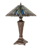 23"H Tiffany Jeweled Peacock Table Lamp
