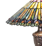 23"H Tiffany Jeweled Peacock Table Lamp