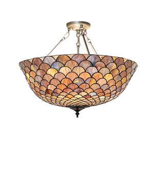 24"W Tiffany Fishscale Inverted Semi-Flushmount