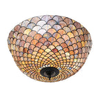 24"W Tiffany Fishscale Inverted Semi-Flushmount