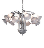 24"W Gray Tiffany Pond Lily 12 Lt Chandelier