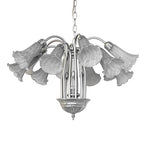 24"W Gray Tiffany Pond Lily 12 Lt Chandelier