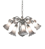 24"W Gray Tiffany Pond Lily 12 Lt Chandelier