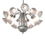 24"W Gray Tiffany Pond Lily 12 Lt Chandelier