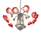 24"W Pink/White Tiffany Pond Lily 12 Lt Chandelier